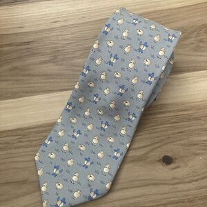 Brooks Brothers Makers Blue Wolf Lamb Men Silk Necktie Woven Italy Made USA
